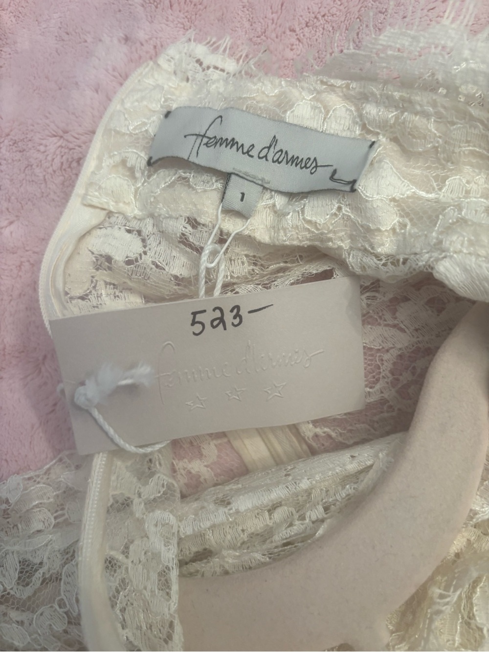Ivory Lace Ruffle-Front Long Sleeve Dress - Picture 3 of 4